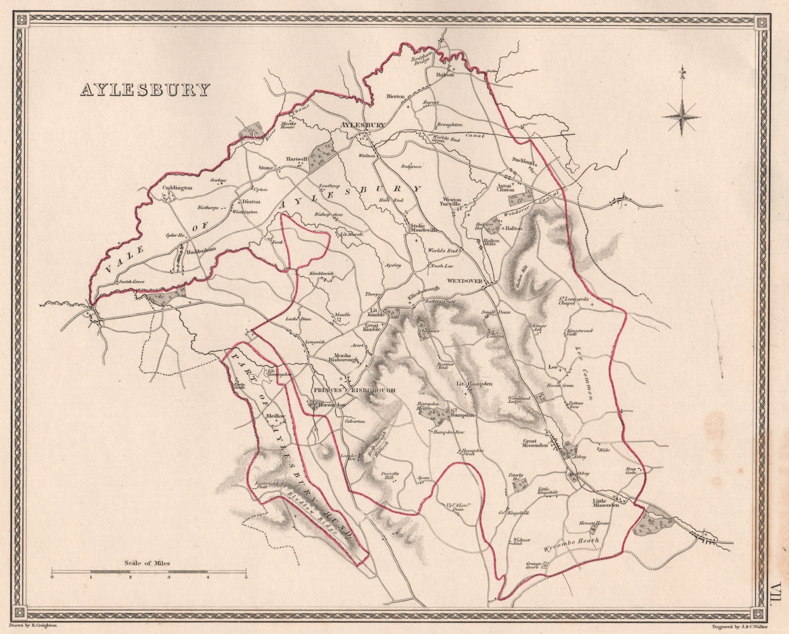 AYLESBURY borough plan. Buckinghamshire towns. CREIGHTON/WALKER 1835 old map